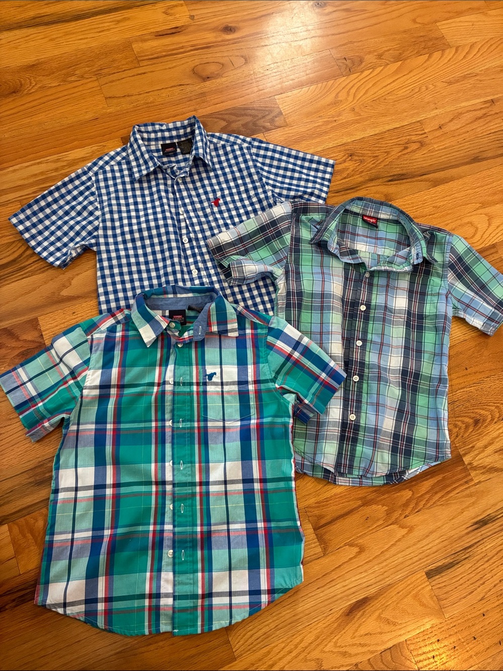Wrangler Boys Plaid Button-Down Shirts - Blue & Green Mix (3-Pack)